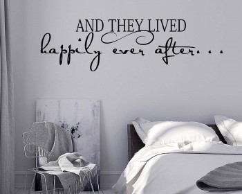 And They Lived Happily Ever After Wall Decal - Bedroom  Love Vinyl Wall Quote, Wedding Gift